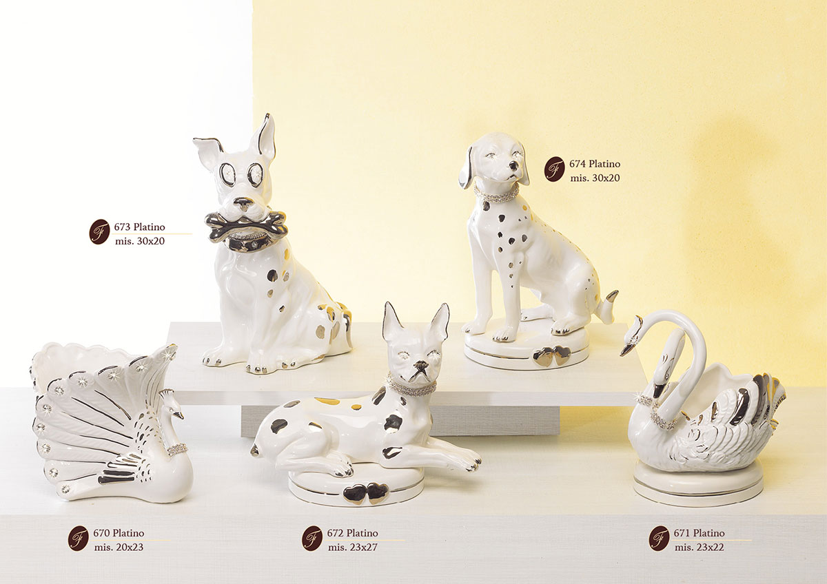 animali ceramica bianco platino